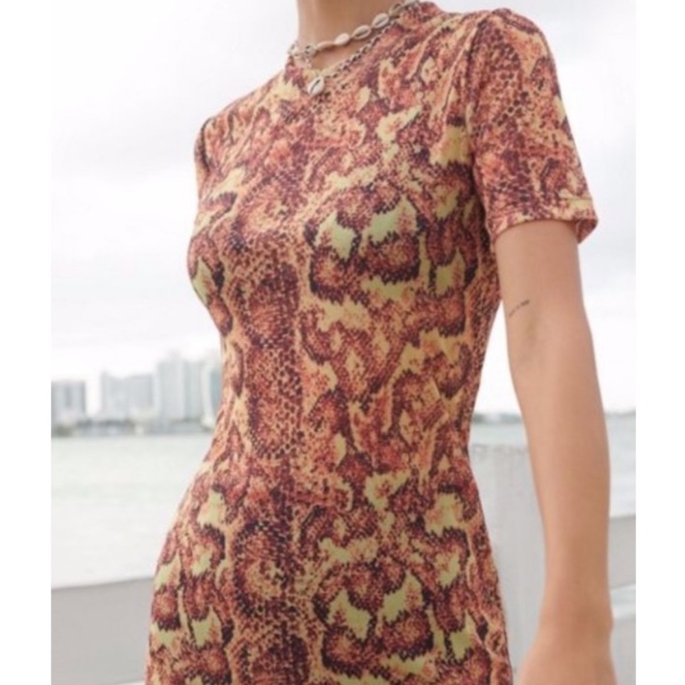 UO Snakeskin Mesh Mini Dress